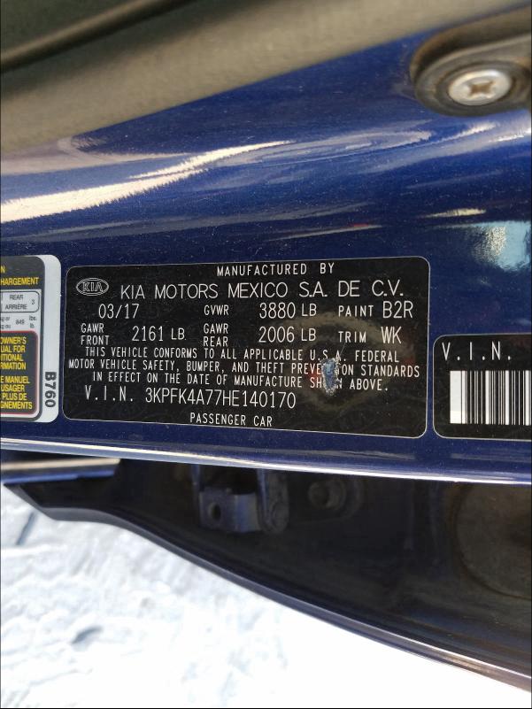 Photo 9 VIN: 3KPFK4A77HE140170 - KIA FORTE LX 