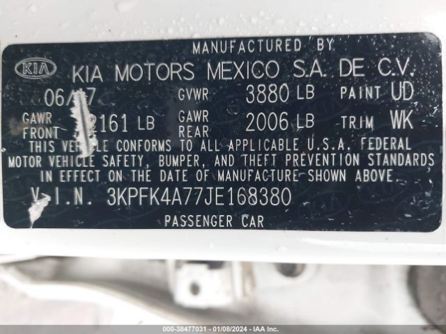 Photo 8 VIN: 3KPFK4A77JE168380 - KIA FORTE 