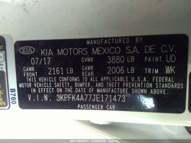 Photo 8 VIN: 3KPFK4A77JE171473 - KIA FORTE 