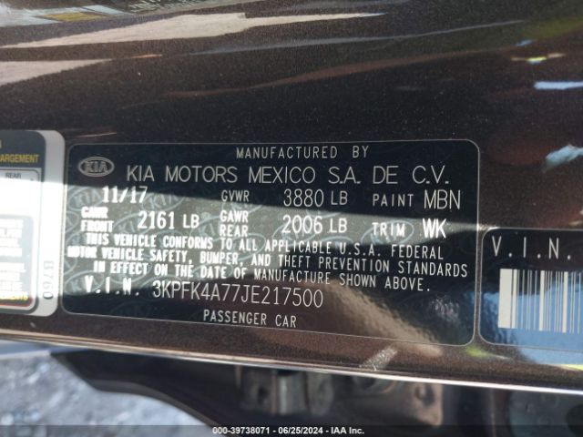 Photo 8 VIN: 3KPFK4A77JE217500 - KIA FORTE 