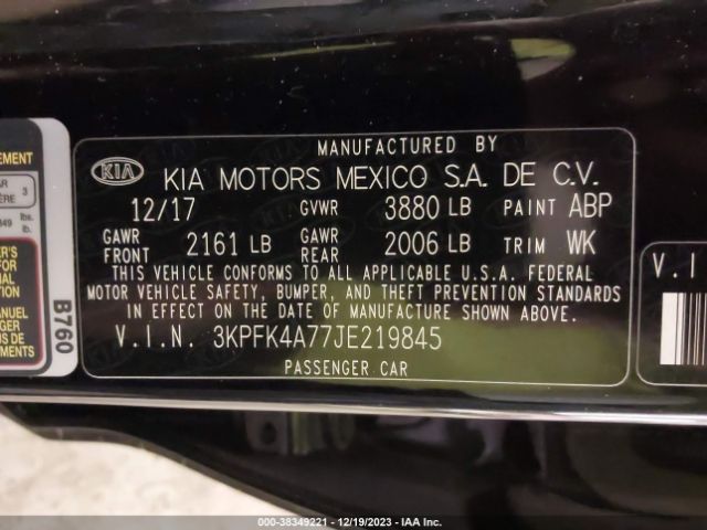 Photo 8 VIN: 3KPFK4A77JE219845 - KIA FORTE 