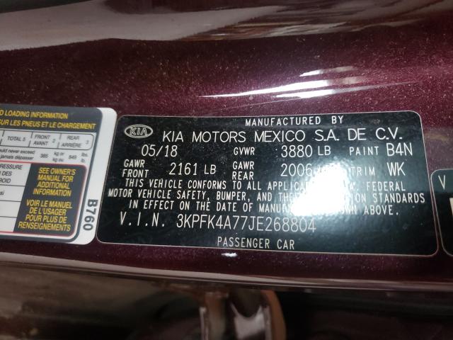 Photo 9 VIN: 3KPFK4A77JE268804 - KIA FORTE LX 