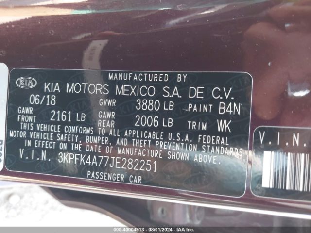 Photo 8 VIN: 3KPFK4A77JE282251 - KIA FORTE 