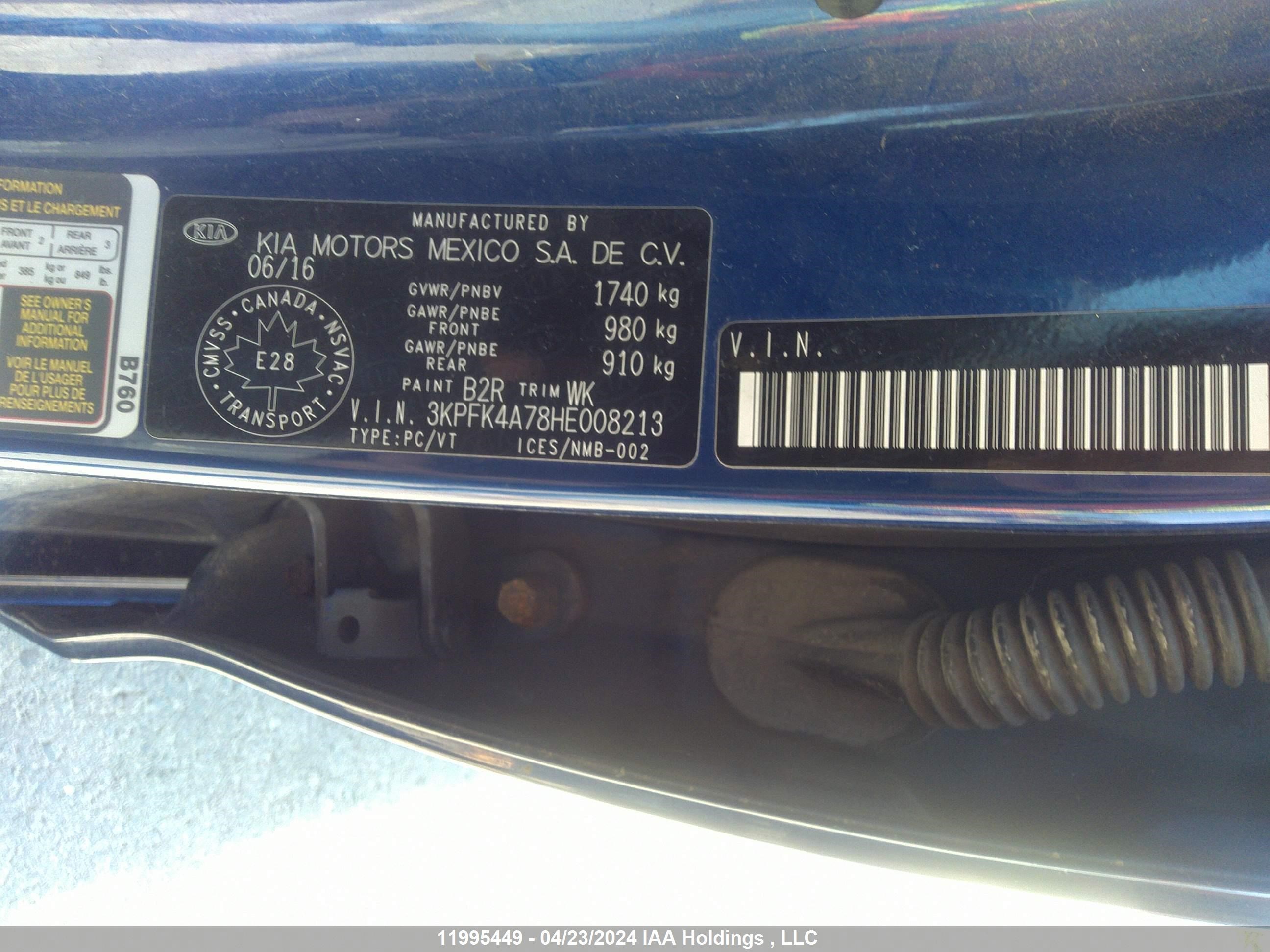 Photo 8 VIN: 3KPFK4A78HE008213 - KIA FORTE 