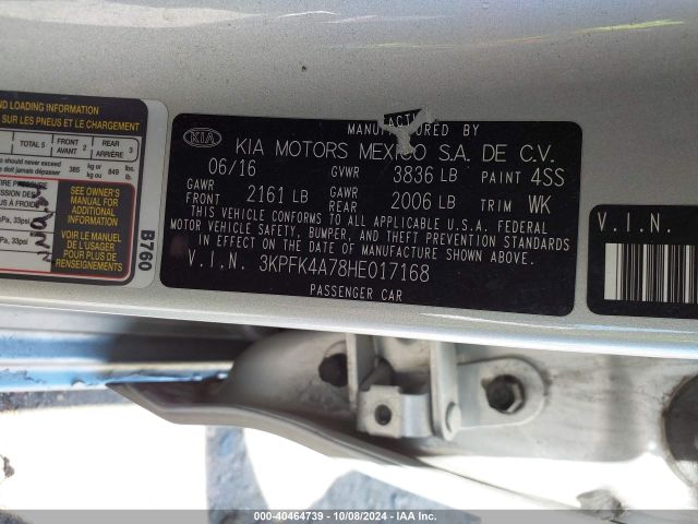 Photo 8 VIN: 3KPFK4A78HE017168 - KIA FORTE 