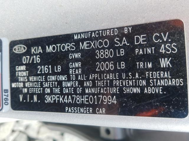 Photo 9 VIN: 3KPFK4A78HE017994 - KIA FORTE LX 