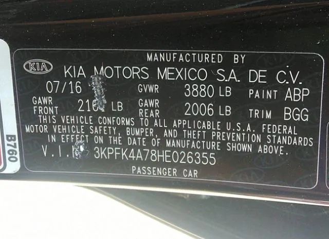 Photo 8 VIN: 3KPFK4A78HE026355 - KIA FORTE 