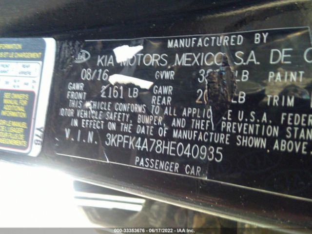 Photo 8 VIN: 3KPFK4A78HE040935 - KIA FORTE 