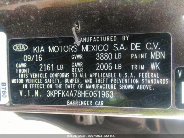 Photo 8 VIN: 3KPFK4A78HE061963 - KIA FORTE 