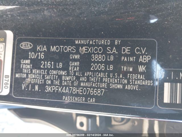 Photo 8 VIN: 3KPFK4A78HE076687 - KIA FORTE 