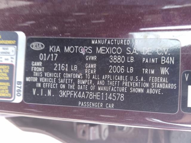 Photo 9 VIN: 3KPFK4A78HE114578 - KIA FORTE LX 