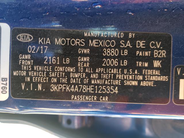 Photo 9 VIN: 3KPFK4A78HE125354 - KIA FORTE LX 