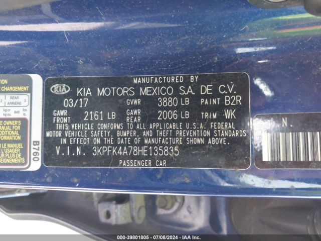 Photo 8 VIN: 3KPFK4A78HE135835 - KIA FORTE 