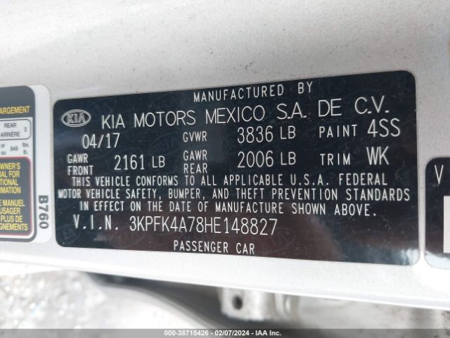 Photo 8 VIN: 3KPFK4A78HE148827 - KIA FORTE 