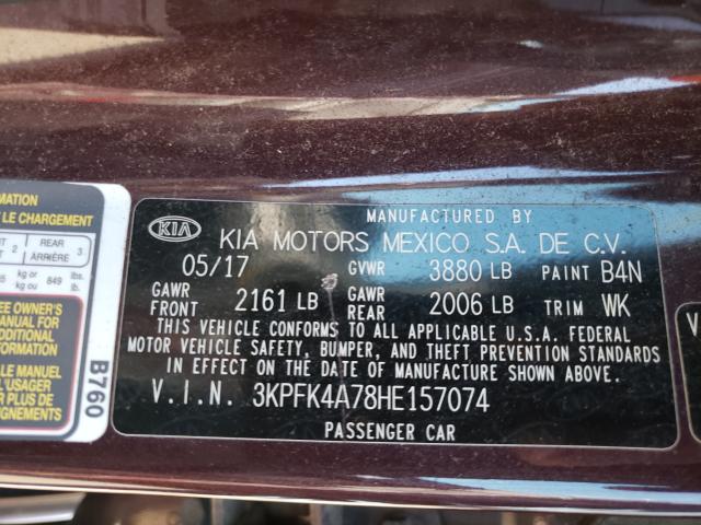 Photo 9 VIN: 3KPFK4A78HE157074 - KIA FORTE LX 