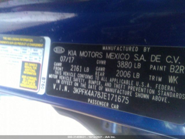 Photo 8 VIN: 3KPFK4A78JE171675 - KIA FORTE 