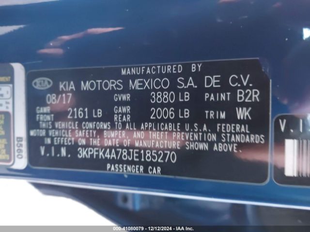 Photo 8 VIN: 3KPFK4A78JE185270 - KIA FORTE 