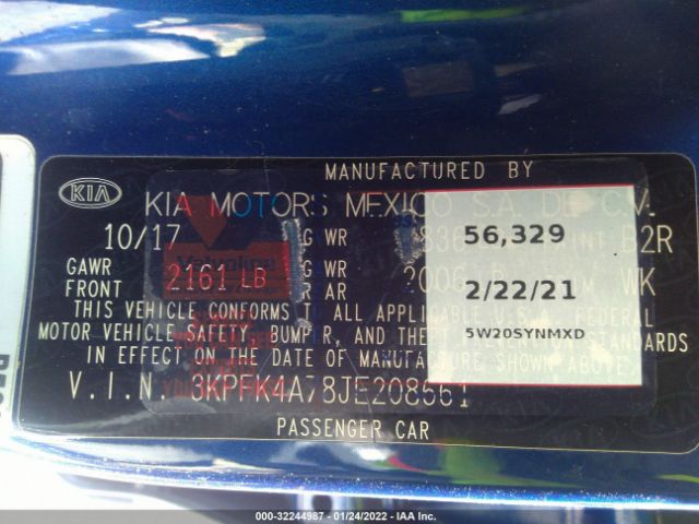 Photo 8 VIN: 3KPFK4A78JE208661 - KIA FORTE 