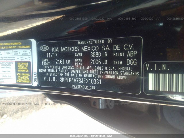 Photo 8 VIN: 3KPFK4A78JE210331 - KIA FORTE 