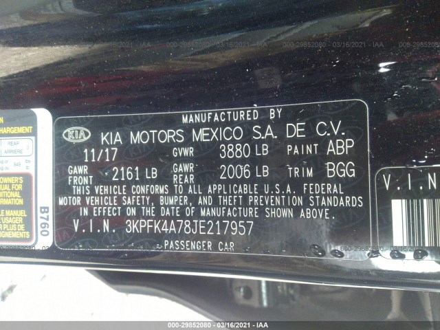 Photo 8 VIN: 3KPFK4A78JE217957 - KIA FORTE 