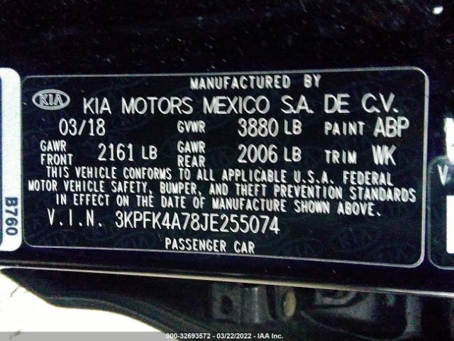 Photo 8 VIN: 3KPFK4A78JE255074 - KIA FORTE 