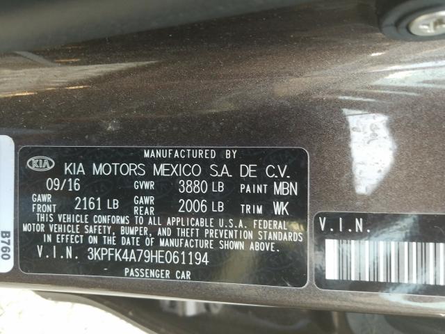 Photo 9 VIN: 3KPFK4A79HE061194 - KIA FORTE LX 