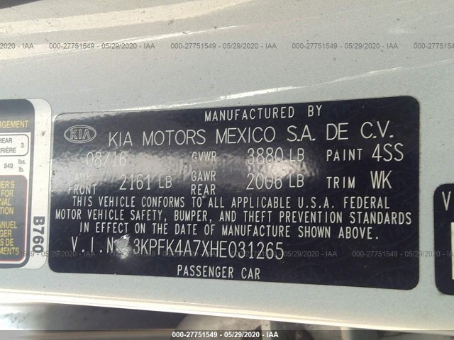 Photo 8 VIN: 3KPFK4A7XHE031265 - KIA FORTE 