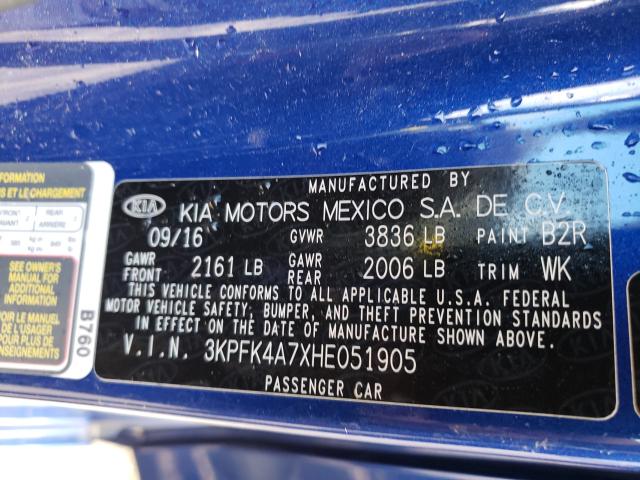 Photo 9 VIN: 3KPFK4A7XHE051905 - KIA FORTE LX 