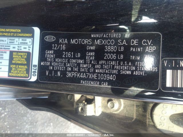 Photo 8 VIN: 3KPFK4A7XHE103940 - KIA FORTE 