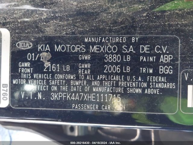 Photo 8 VIN: 3KPFK4A7XHE111715 - KIA FORTE 