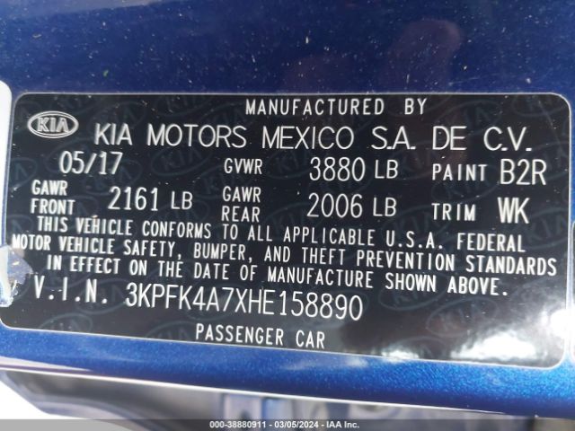 Photo 8 VIN: 3KPFK4A7XHE158890 - KIA FORTE 