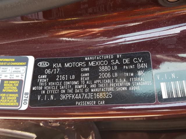 Photo 9 VIN: 3KPFK4A7XJE168325 - KIA FORTE 