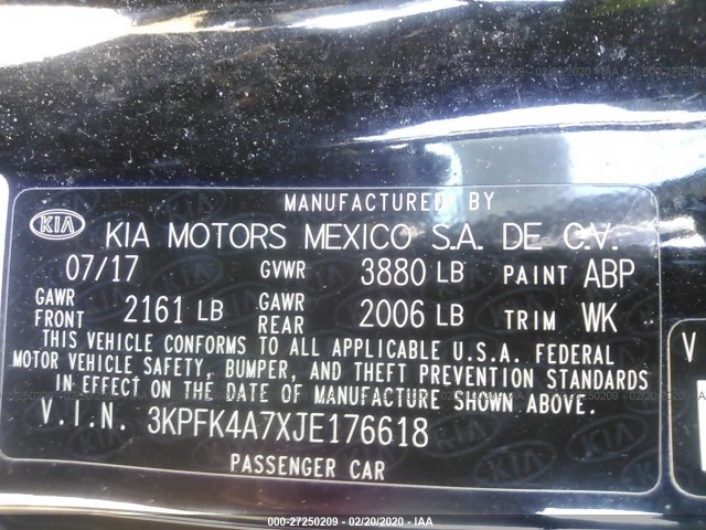 Photo 8 VIN: 3KPFK4A7XJE176618 - KIA FORTE 