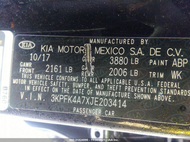 Photo 8 VIN: 3KPFK4A7XJE203414 - KIA FORTE 