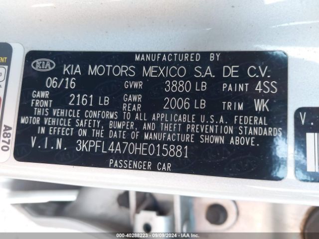 Photo 8 VIN: 3KPFL4A70HE015881 - KIA FORTE 