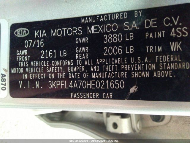 Photo 8 VIN: 3KPFL4A70HE021650 - KIA FORTE 