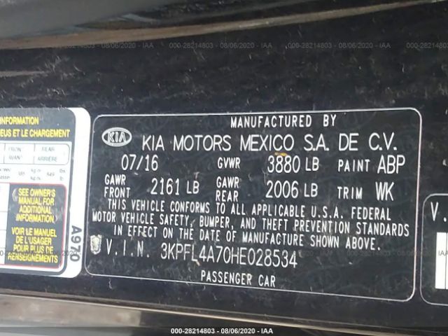 Photo 8 VIN: 3KPFL4A70HE028534 - KIA FORTE 