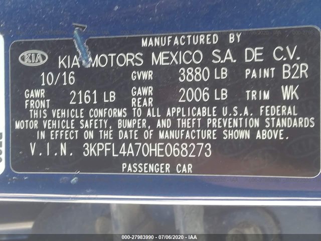 Photo 8 VIN: 3KPFL4A70HE068273 - KIA FORTE 