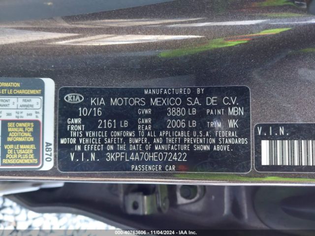 Photo 8 VIN: 3KPFL4A70HE072422 - KIA FORTE 