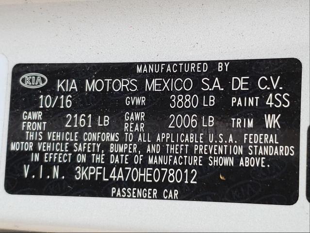 Photo 9 VIN: 3KPFL4A70HE078012 - KIA FORTE LX 