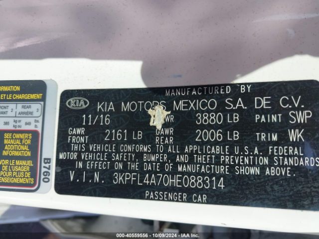 Photo 8 VIN: 3KPFL4A70HE088314 - KIA FORTE 