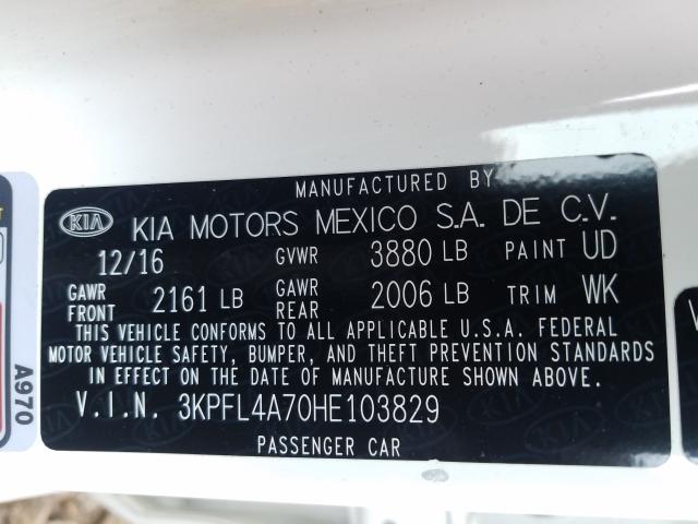 Photo 9 VIN: 3KPFL4A70HE103829 - KIA FORTE LX 