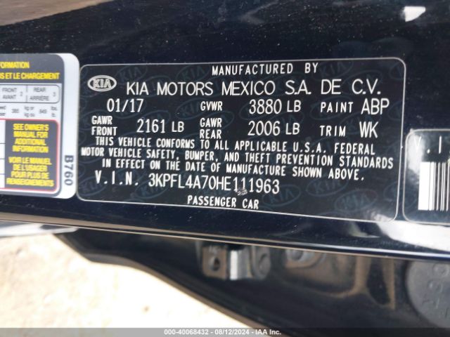 Photo 8 VIN: 3KPFL4A70HE111963 - KIA FORTE 