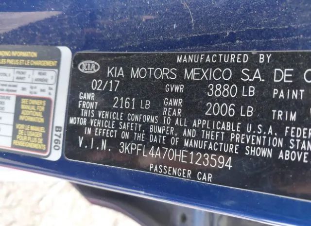 Photo 8 VIN: 3KPFL4A70HE123594 - KIA FORTE 