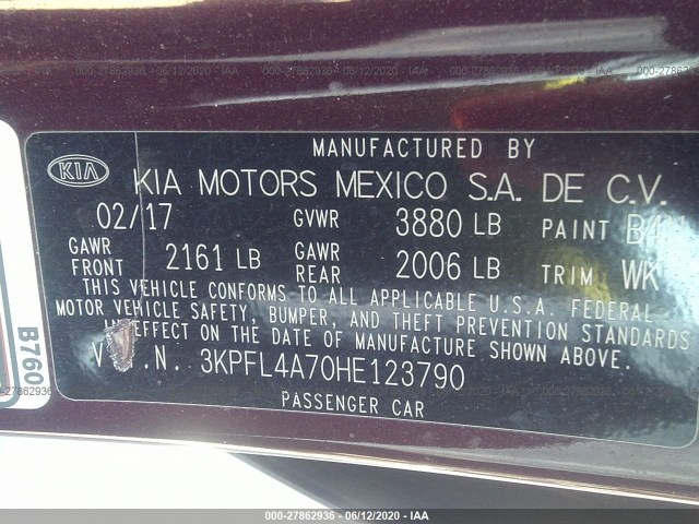 Photo 8 VIN: 3KPFL4A70HE123790 - KIA FORTE 