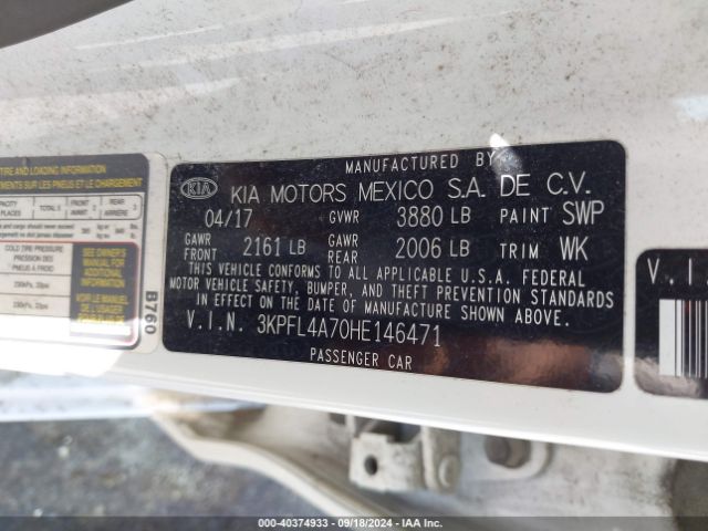 Photo 8 VIN: 3KPFL4A70HE146471 - KIA FORTE 