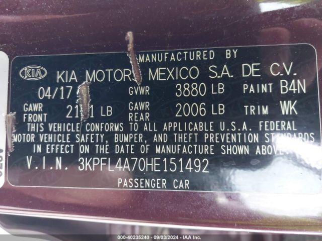 Photo 8 VIN: 3KPFL4A70HE151492 - KIA FORTE 