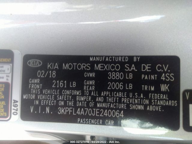 Photo 8 VIN: 3KPFL4A70JE240064 - KIA FORTE 