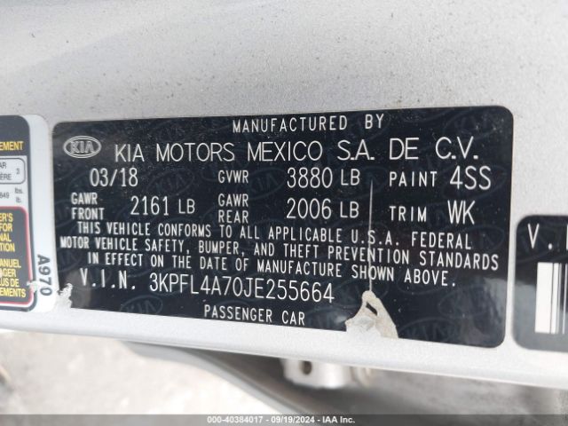 Photo 8 VIN: 3KPFL4A70JE255664 - KIA FORTE 