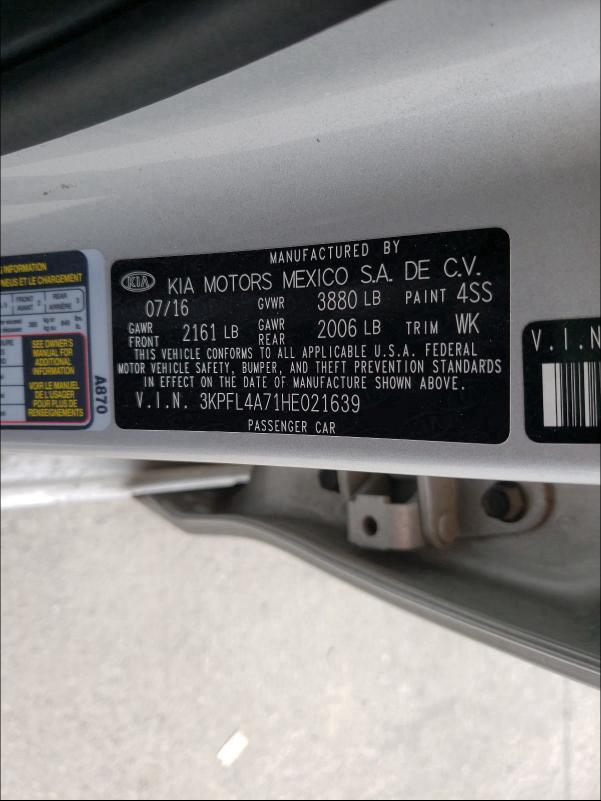 Photo 9 VIN: 3KPFL4A71HE021639 - KIA FORTE LX 